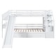 preview thumbnail 17 of 32, Elegant & Simple Twin over Twin Wood Bunk Bed with Storage Staircase, Slide and Drawers, Desk with Drawers and Shelves, White