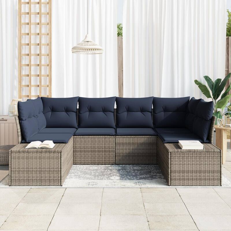 vidaXL 6 Piece Garden Sofa Set with Cushions - 92.1×60.6×27.2
