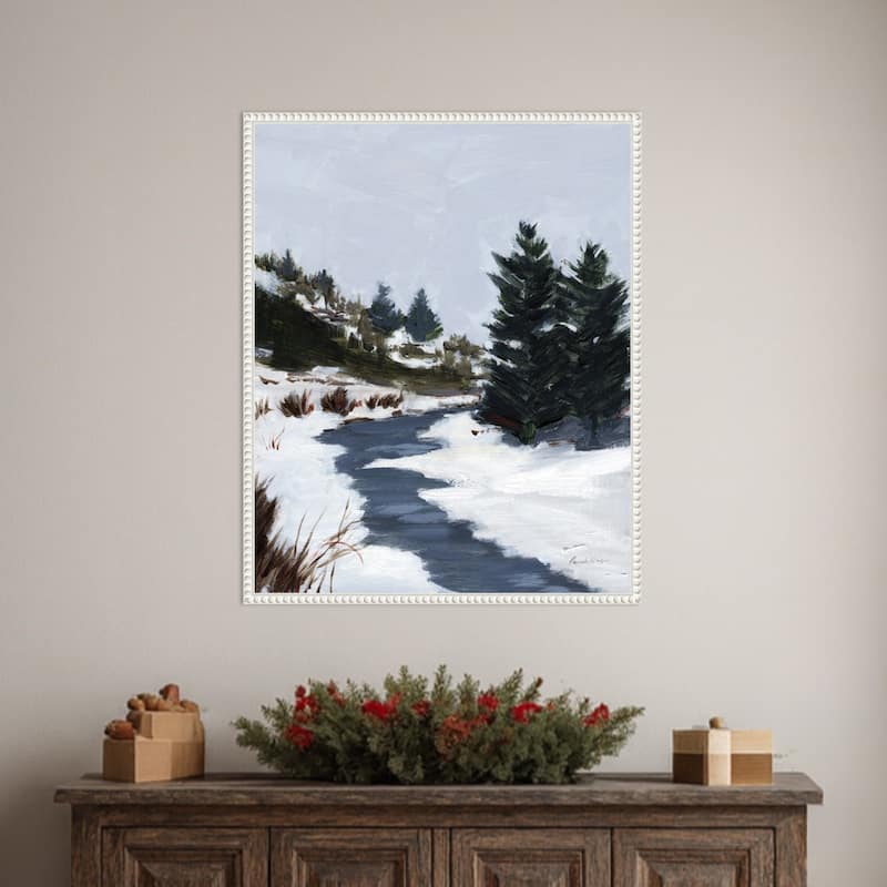Winter Trails by Pamela Munger (23 x 28 in.), Framed Canvas Wall Art Print - Sylvie Beaded White
