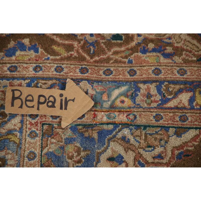 Hand Knotted Oriental 100% Wool Carpet Traditional Floral Coral Mashad Area Rug - 12' 6'' X 9' 2''