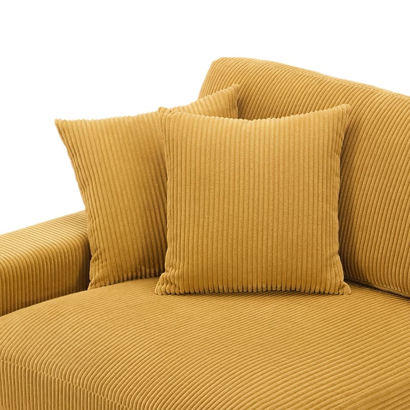 Upholstered Corduroy Modular Sectional Sofa with 2 throw pillows