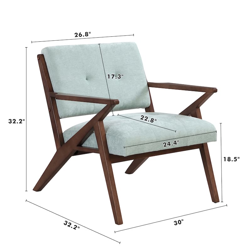 Solid Wood Frame Accent Chair Arm Chairs with Plush Cushions