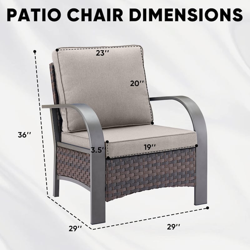 2 Patio PE Wicker Chairs with Soft Cushion