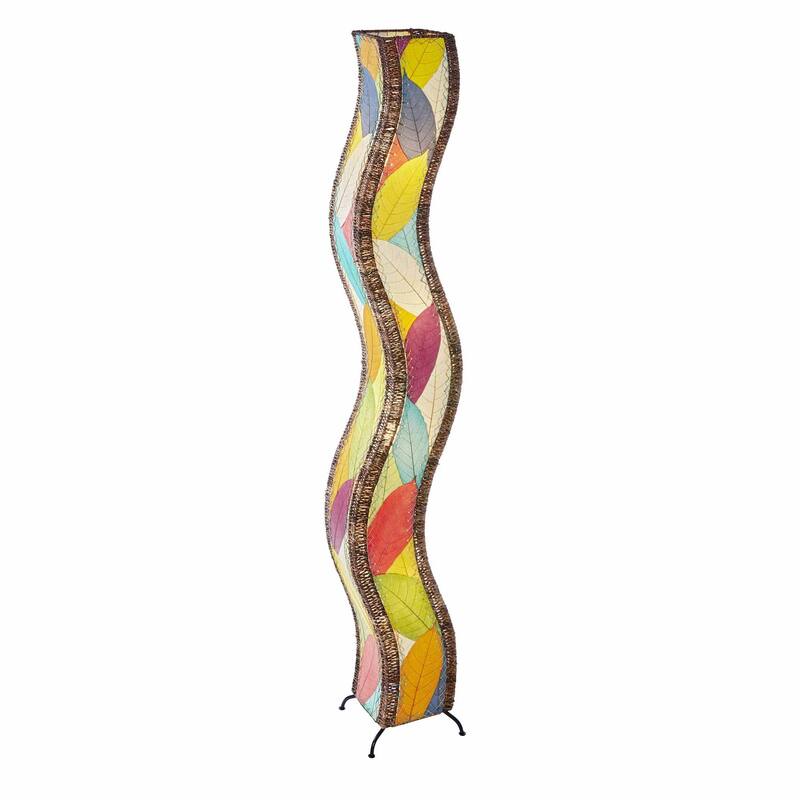 Eangee Handmade Wave Giant Floor Lamp, Cocoa Leaves Shade, 13 x 10 x 72 in.