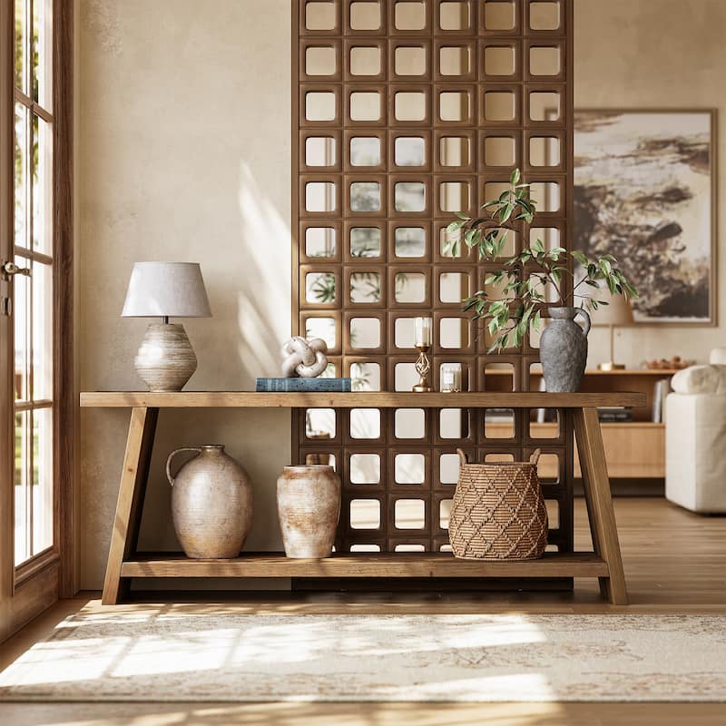 2-Tier Solid Wood TV Stand