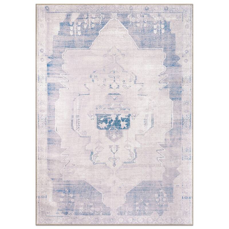 World Rug Gallery Vintage Medallion Machine Washable Non Slip Area Rug