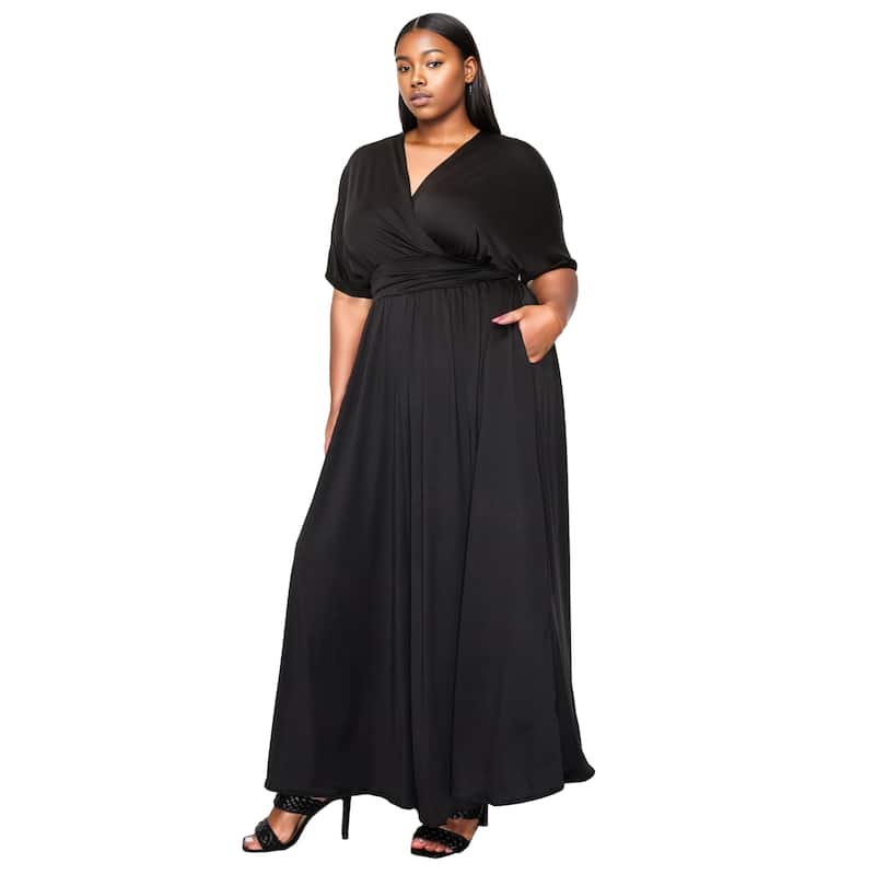 L I V D Women's Plus Size Raffi Pocket Empire Waist Maxi Dress - Black - 1X