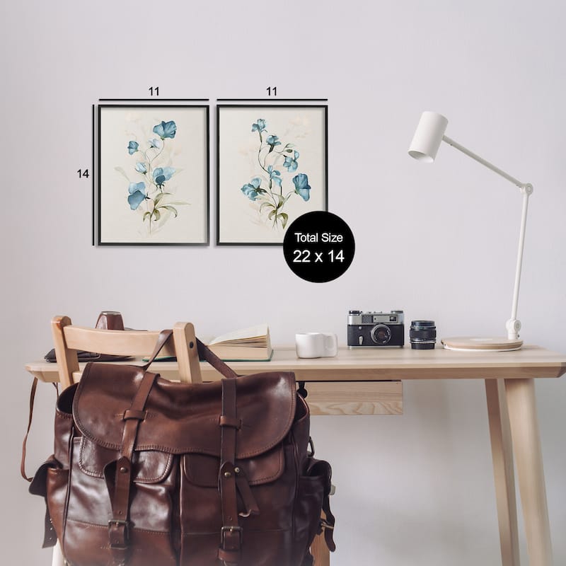 Stupell Blue Botanical Herbs Framed Giclee Art Design By Susan Jill (Set of 2)