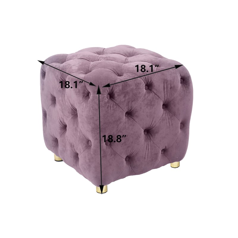 Velvet Upholstered Ottoman, Multi-Functional Dice-Shaped Foot Stool, Dressing Makeup Chair with Hidden Storage Compartment