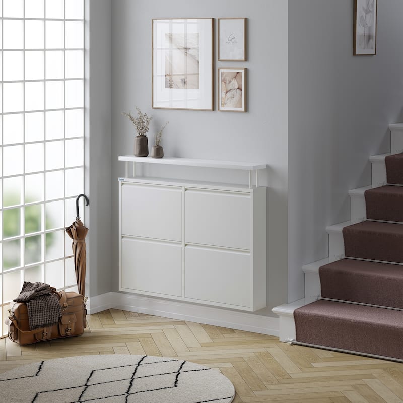 Antibacterial 4 Tier metal shoe cabinet with shelf