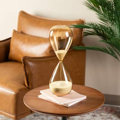 Glitzhome 13.5"H Double-layered Amber Hourglass with White Sand 30-Minute Sand Timers