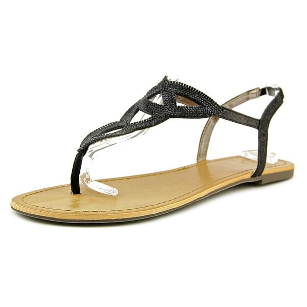 Material Girl Swirlz Women Open Toe Canvas Black Thong Sandal