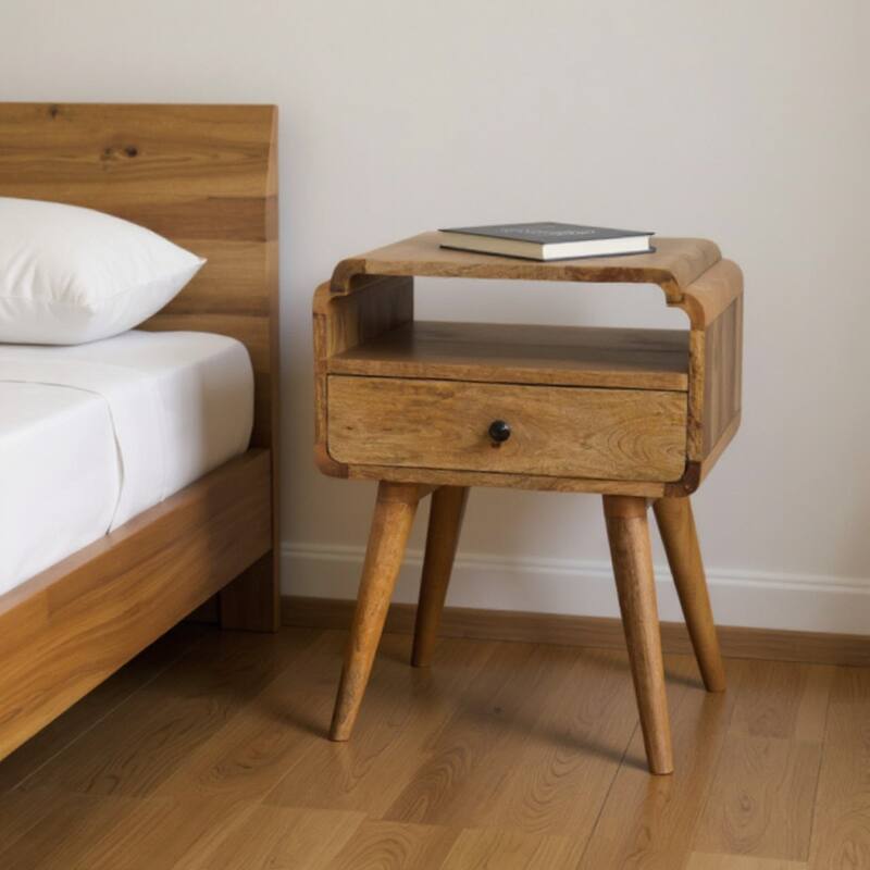 HomeRoots 22" Light Brown Solid Wood One Drawer Nightstand - Light Brown - 1-drawer