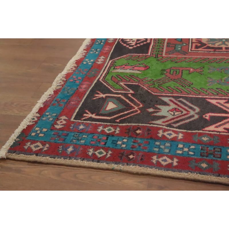 Hand Knotted Oriental 100% Wool Carpet Traditional Tribal Greys & Charcoal Ardebil Runner Rug - 9' 8'' X 4' 4''