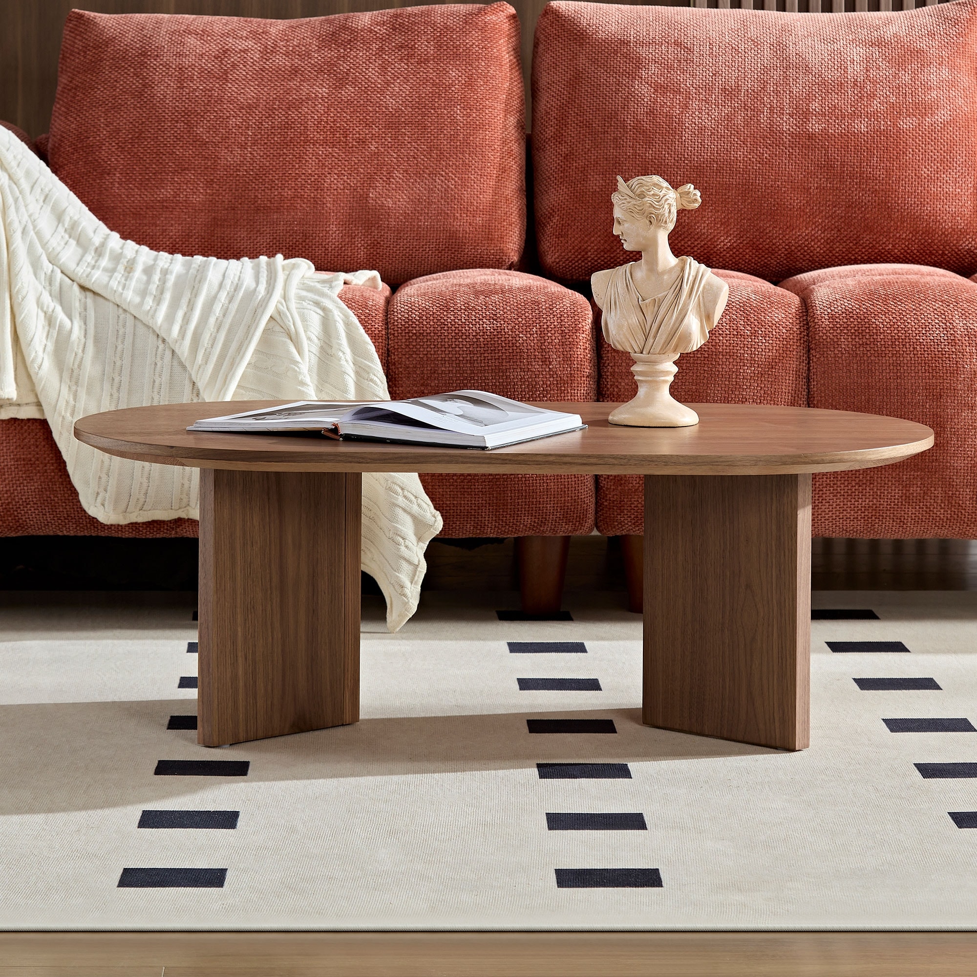 GDF Studio - Anchorage Modern Wood Veneer Oval Coffee Table - On
