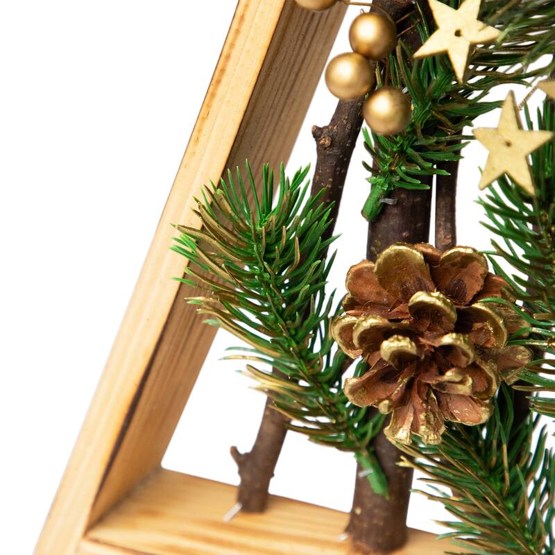 Reindeer and Pinecones Artificial Wooden Tree Christmas Decoration - 20.5"