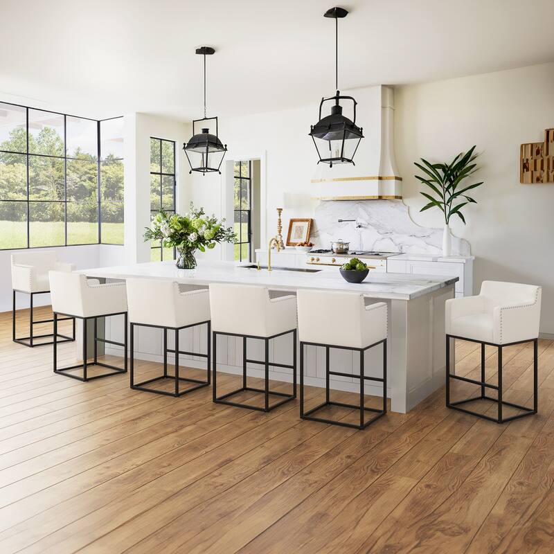 Modern Counter Height Bar Stools Fabric Upholstered Counter Stool