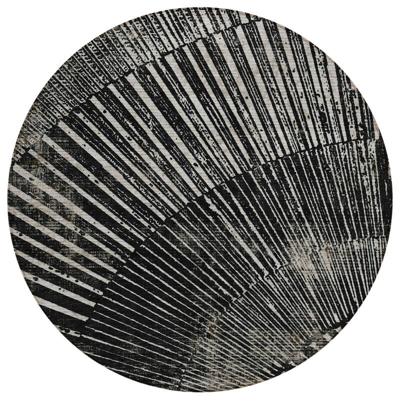 Machine Washable Indoor/ Outdoor Modern Fan Chantille ARug