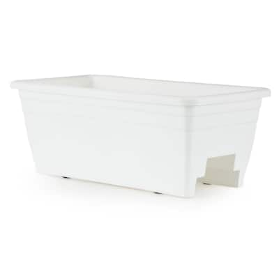 HC Companies Heavy Duty 24 Inch Deck Rail Box Planter with Drainage Holes, White - 1.4