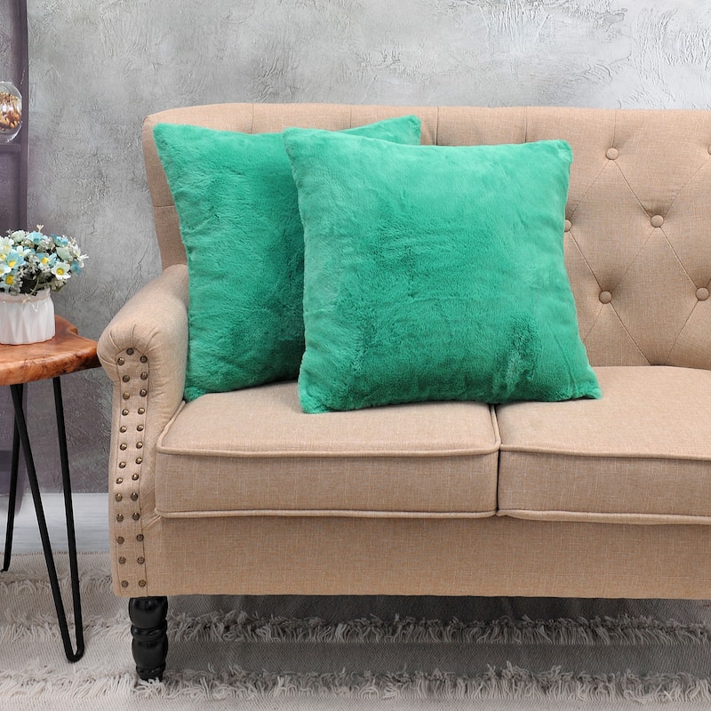 Decorative Solid Fauxfur Square Pillow Covers set of 2, NO INSERT - Arcadia
