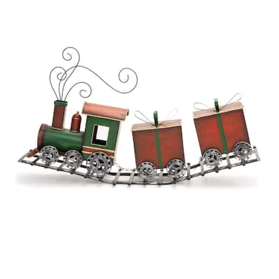 Train Christmas Figurine with Presents - 29.25" - Green and Red