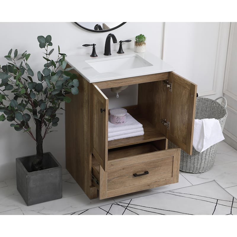 Fresco 18 - 30 Inch Single Bathroom Vanity - 24 Inches - Natural Oak