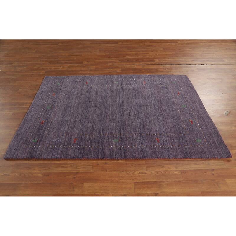 Hand Knotted Oriental 100% Wool Carpet Tribal Tribal Purples Gabbeh Area Rug - 5' 10'' X 4' 0''