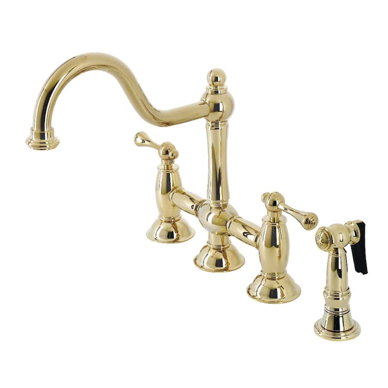Kingston Brass Restoration 1.8 GPM Bridge Kitchen Faucet - Includes - Polished Brass