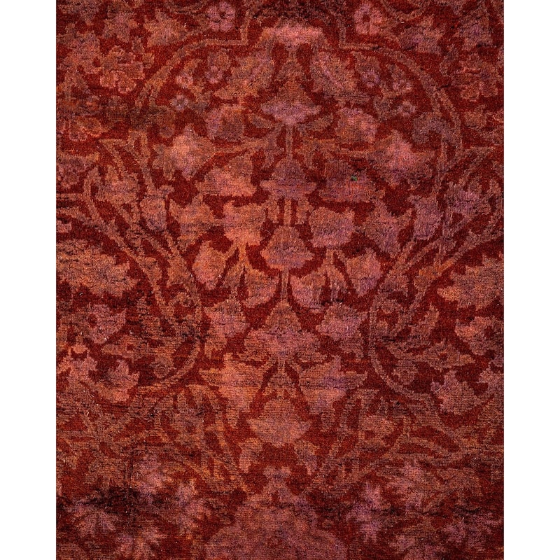 Overton Hand Knotted Wool Vintage Inspired Modern Contemporary Overdyed Red Area Rug - 2' 6" x 8' 6"