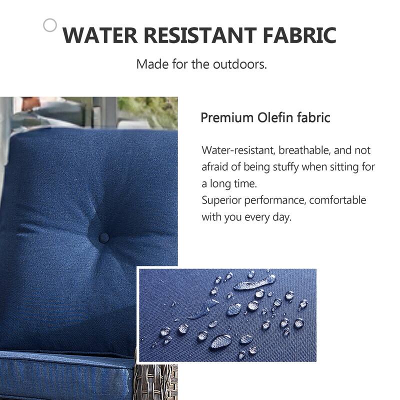 Patio Glider Sofa with Rocking Chair, Ottoman, Side Table