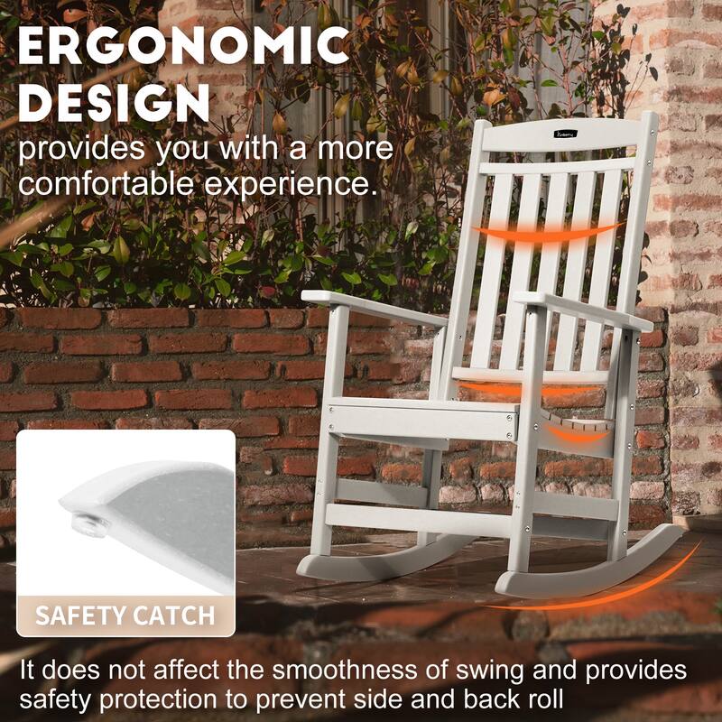Vrakae All Weather Outdoor High Back Rocking Chair Set of 2