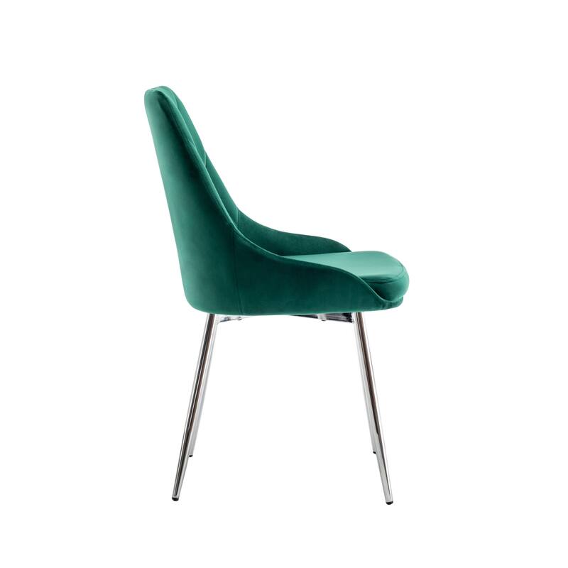 Porthos Home Tam Tufted Velvet Dining Chairs with Chrome Legs, Set of 2