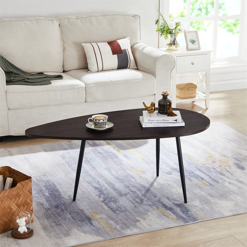 Coffee Tables for Small Space Unique Simple Oval - 22.2"D x 42.5"W x 17.1"H
