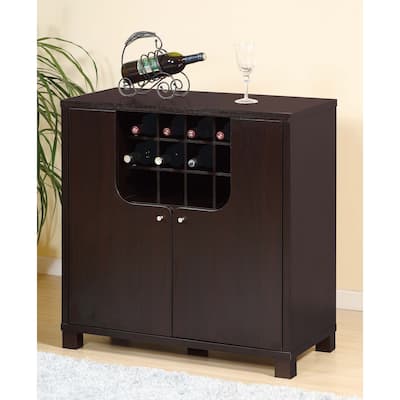Wine Cabinet with Two Doors and Removable Wine Rack, Espresso