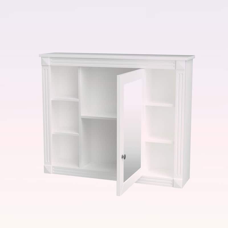 Functional Design Wall Mounted Bathroom Storage Cabinet with Mirror,6 Open Shelves,for Enhanced Organization