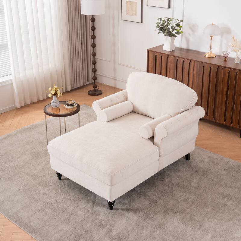 Anmytek Oversized Chenille Chaise Lounge Sofa Bed - Wide Seat Lazy Sleeper Reading Armchair