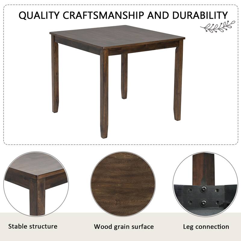 GDFStudio - Dalton 5-Piece Transitional Wooden Dining Table Set with 4 Upholstered Faux Leather Chairs