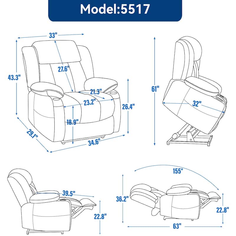 Chenille Power Lift Recliner Chair