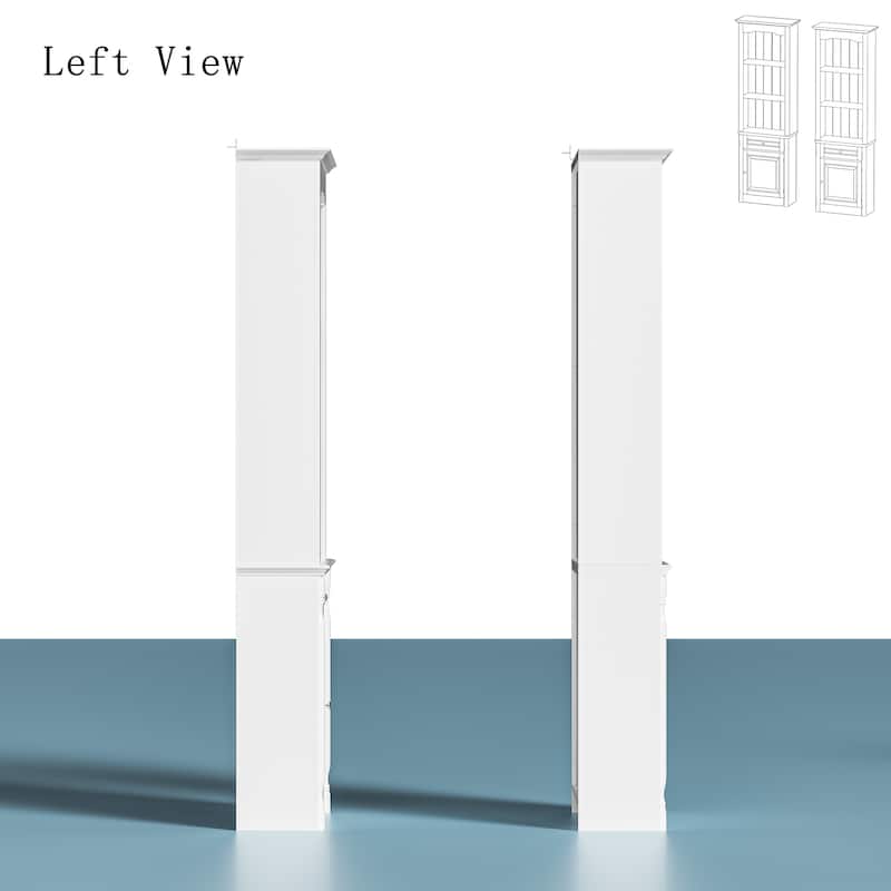 Media Wall Unit w/Spacious Storage White TV Stand Wall Storage Combo