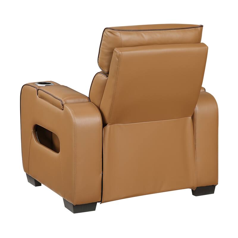 Ezra 37.5" Faux Leather Power Recliner - Power Heatrest, Cup Holders