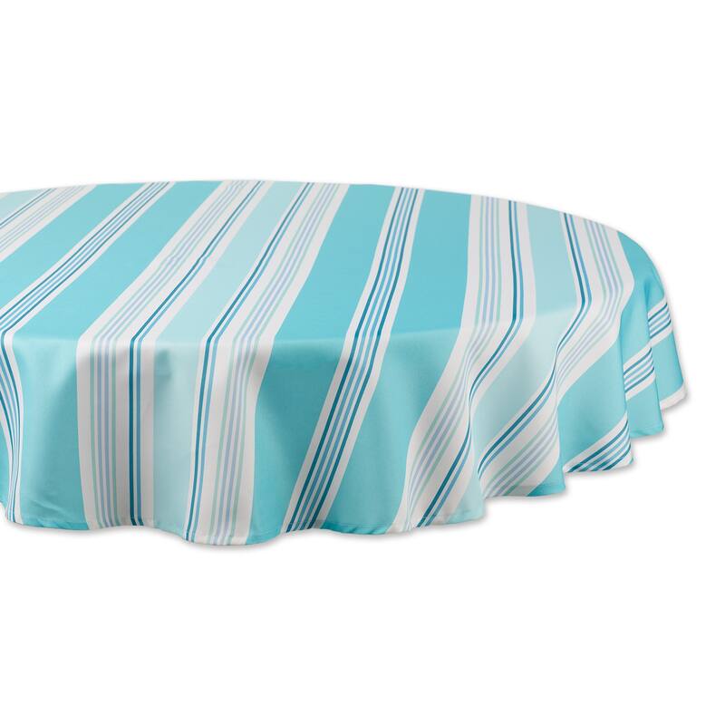 DII Beach House Stripe Print Outdoor Tablecloth With Zipper 60 Round