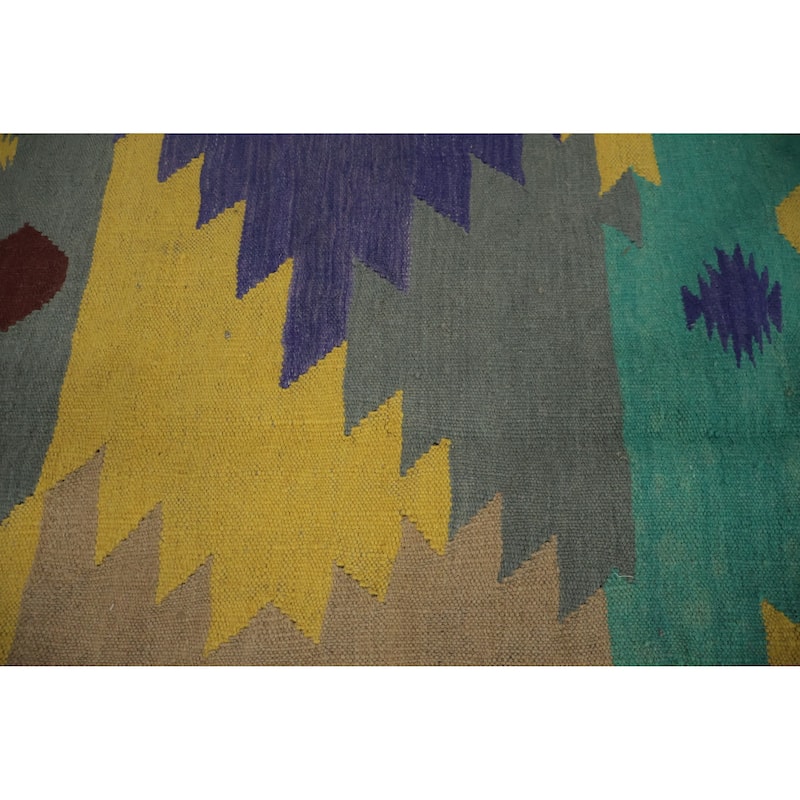Hand Woven Oriental 100% Wool Carpet Southwestern Tribal Multi-Colored Kilim Area Rug - 9' 9'' X 9' 10''