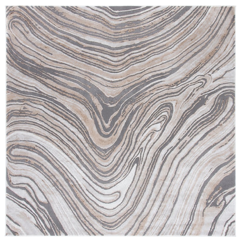 SAFAVIEH Craft Roanna Modern Abstract Rug - 6'7" Round - Gold/Grey
