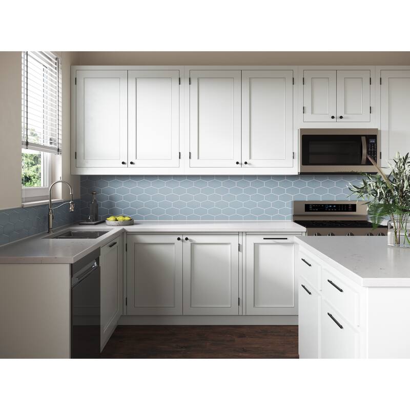 Long Hex 11 in. x 11 in. Glass Mesh-Mounted Mosaic Tile
