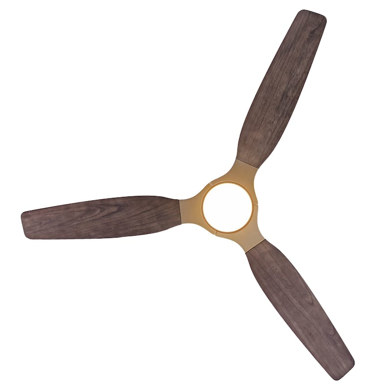 Parrot Uncle 56" Farmhouse Solid Wood Diammable LED Gold Ceiling Fan with Remote and Light