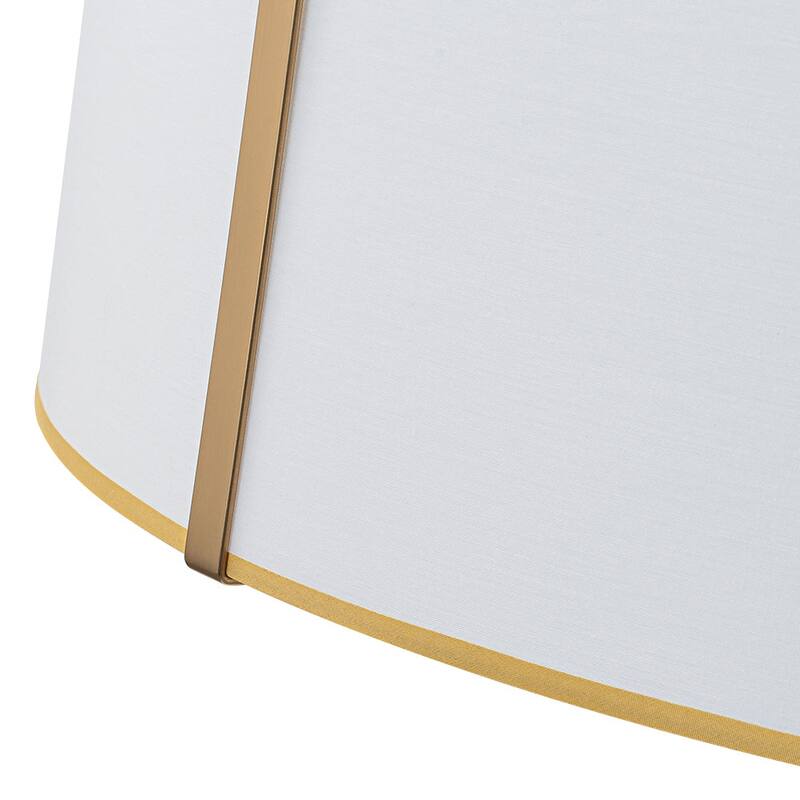 Mid-Century 4-Light White Fabric Drum Lantern Chandelier Ambient Light