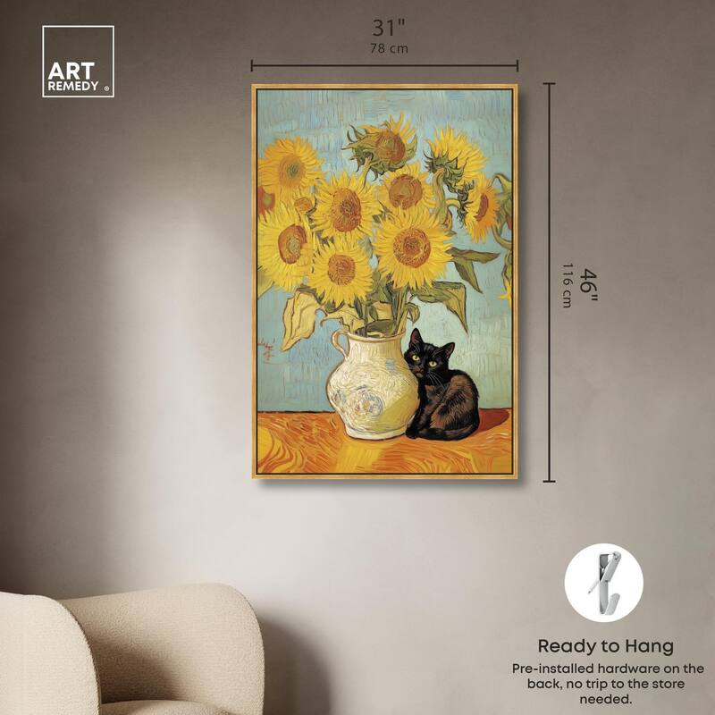 Sunflower Kitten Canvas by Art Remedy