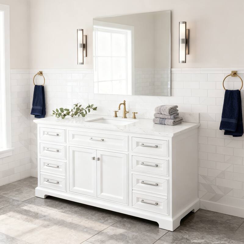 Nephelily 48" 60" 72" Vintage Uni-Vanity Bathroom Cabinet, Extra-Tall Drawer - 48 in. Base Only No Top