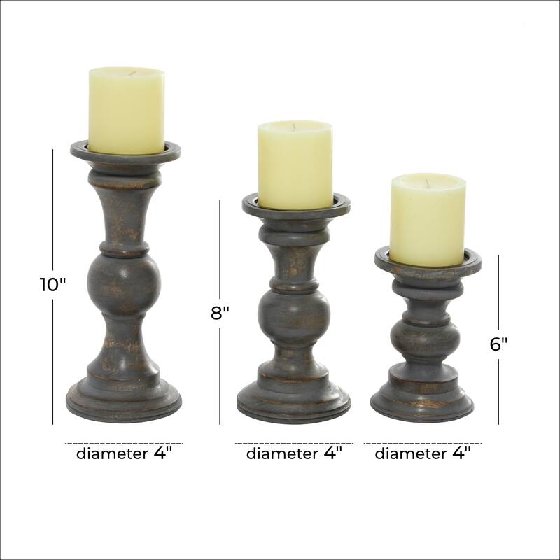 Wood Country Cottage Candle Holder (Set of 3)