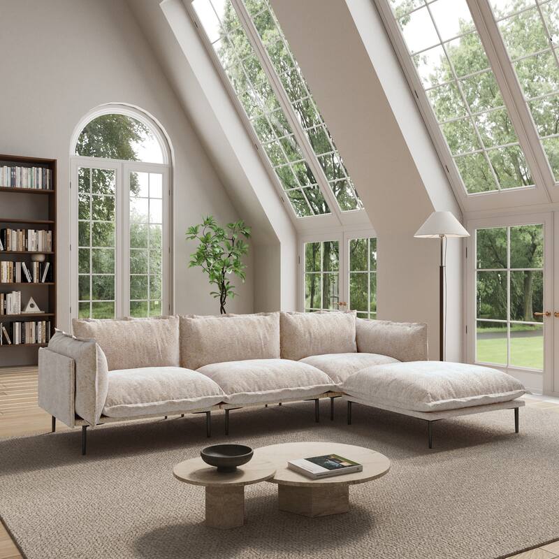 111.02" L-shaped Velvet Sectional Sofa Modern Modular Sofa Deep Seat Upholstered Cloud Couch